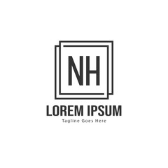 Obraz premium Initial NH logo template with modern frame. Minimalist NH letter logo vector illustration