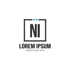 Obraz premium Initial NI logo template with modern frame. Minimalist NI letter logo vector illustration