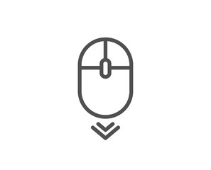Scroll down mouse line icon. Scrolling screen sign. Swipe page. Quality design element. Linear style scroll down icon. Editable stroke. Vector