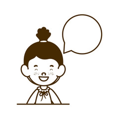 silhouette of student girl smiling with speech bubble