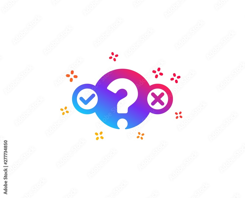 Poster quiz test icon. select answer sign. business interview symbol. dynamic shapes. gradient design quiz 