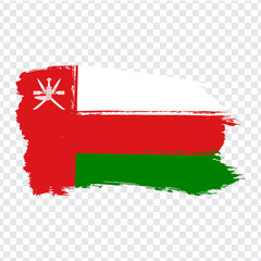 Flag Oman from brush strokes.  Flag  Oman on transparent background for your web site design, logo, app, UI. Stock vector. Vector illustration EPS10