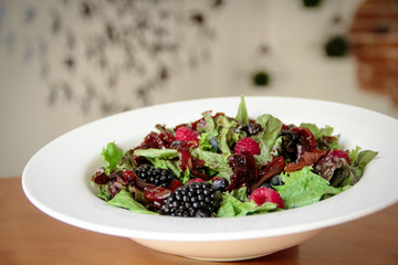 Raspberry and blackberry salad bowl