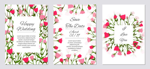 Elegant floral invite set, modern card in rose eustoma
