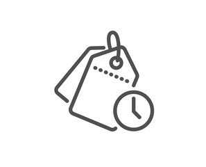 Time management line icon. Clock tags sign. Watch symbol. Quality design element. Linear style time management icon. Editable stroke. Vector