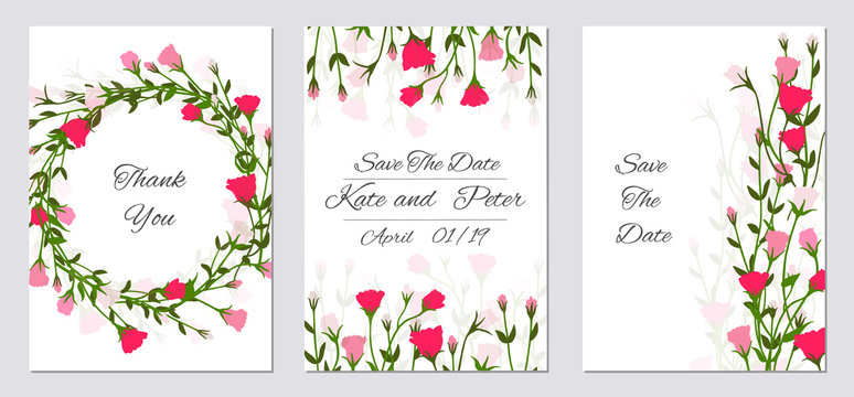 Elegant floral invite set, modern card in rose eustoma