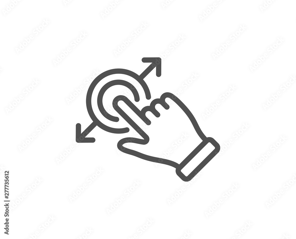 Poster touchscreen gesture line icon. drag and drop arrow sign. swipe action symbol. quality design element