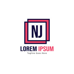 Obraz premium Initial NJ logo template with modern frame. Minimalist NJ letter logo vector illustration