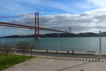 Bridge in Lisbon with clouds