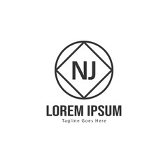 Initial NJ logo template with modern frame. Minimalist NJ letter logo vector illustration