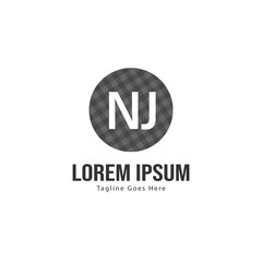 Initial NJ logo template with modern frame. Minimalist NJ letter logo vector illustration