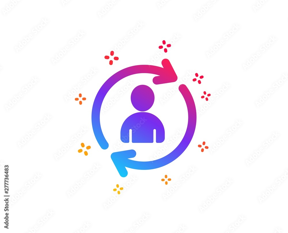 Poster human resources icon. user profile sign. person silhouette symbol. refresh or update sign. dynamic s