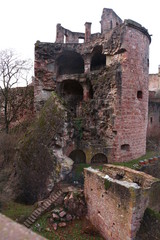 ruins of old castle in Heidelberg