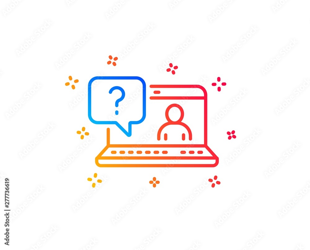 Poster question mark line icon. online faq support sign. gradient design elements. linear faq icon. random 