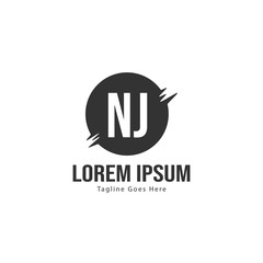 Initial NJ logo template with modern frame. Minimalist NJ letter logo vector illustration