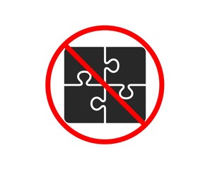 No or Stop. Puzzle icon. Engineering strategy sign. Prohibited ban stop symbol. No puzzle icon. Vector