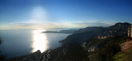 Top view of the coast of Monte Carlo in Principality of Monaco.