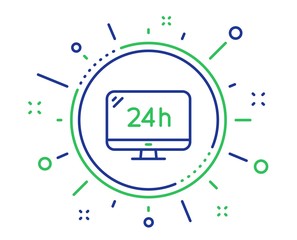 24 hour service line icon. Call support sign. Feedback chat symbol. Quality design elements. Technology 24h service button. Editable stroke. Vector