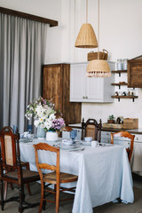 The design of the modern home kitchen in  rustic style. kitchen decor