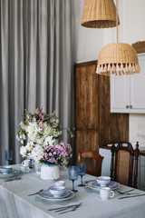 The design of the modern home kitchen in  rustic style. kitchen decor