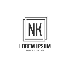 Obraz premium Initial NK logo template with modern frame. Minimalist NK letter logo vector illustration