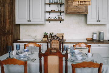 The design of the modern home kitchen in  rustic style. kitchen decor