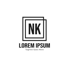 Obraz premium Initial NK logo template with modern frame. Minimalist NK letter logo vector illustration