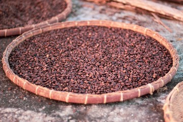coffee beans on a wooden background