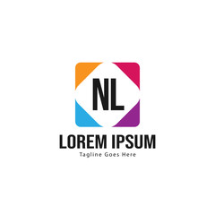 Fototapeta na wymiar Initial NL logo template with modern frame. Minimalist NL letter logo vector illustration
