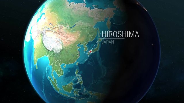 Japan - Hiroshima - Zooming from space to earth