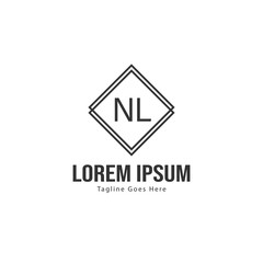 Initial NL logo template with modern frame. Minimalist NL letter logo vector illustration