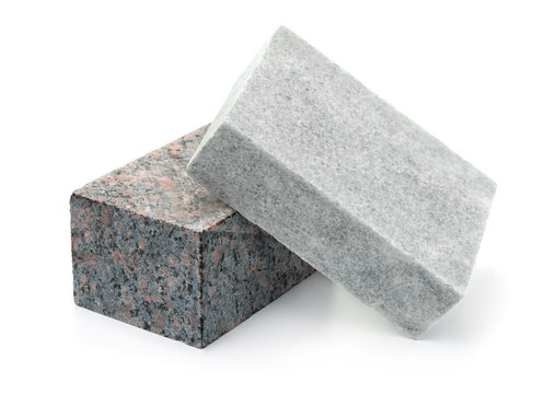 Unpolished granite and marble stone blocks
