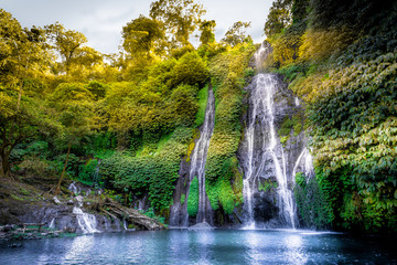 Fototapeta na wymiar Banyumala Twin Waterfalls in Bali, Indonesia