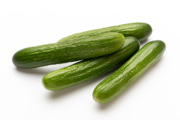 Fresh cucumber on white background.