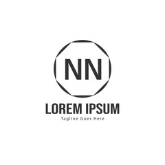 Initial NN logo template with modern frame. Minimalist NN letter logo vector illustration