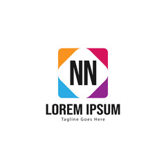 Initial NN logo template with modern frame. Minimalist NN letter logo vector illustration