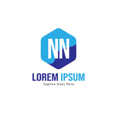 Initial NN logo template with modern frame. Minimalist NN letter logo vector illustration
