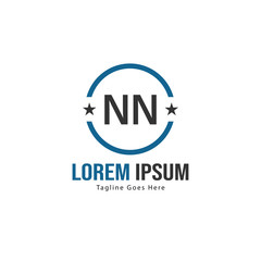 Initial NN logo template with modern frame. Minimalist NN letter logo vector illustration