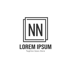 Initial NN logo template with modern frame. Minimalist NN letter logo vector illustration