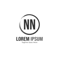 Initial NN logo template with modern frame. Minimalist NN letter logo vector illustration