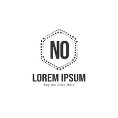 Initial NO logo template with modern frame. Minimalist NO letter logo vector illustration
