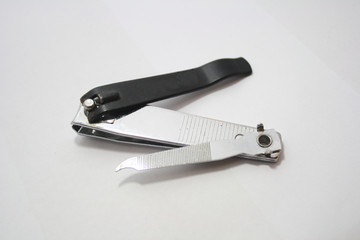 Nail clippers with​ white​ background.​ Steel​ nail clippers. 