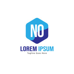 Initial NO logo template with modern frame. Minimalist NO letter logo vector illustration