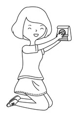 Teenager girl cartoon with dog food design