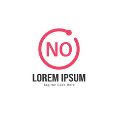 Initial NO logo template with modern frame. Minimalist NO letter logo vector illustration