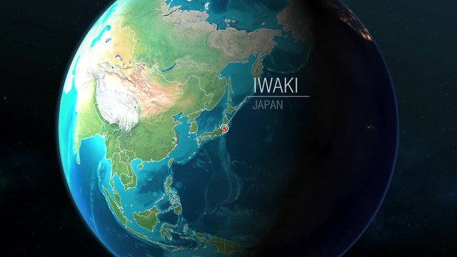 Japan - Iwaki - Zooming from space to earth