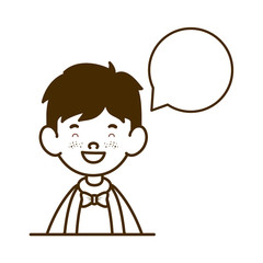 silhouette of student boy smiling with speech bubble