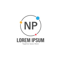 Initial NP logo template with modern frame. Minimalist NP letter logo vector illustration
