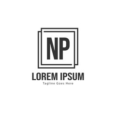 Initial NP logo template with modern frame. Minimalist NP letter logo vector illustration