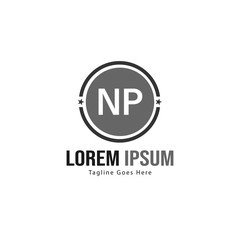 Obraz premium Initial NP logo template with modern frame. Minimalist NP letter logo vector illustration